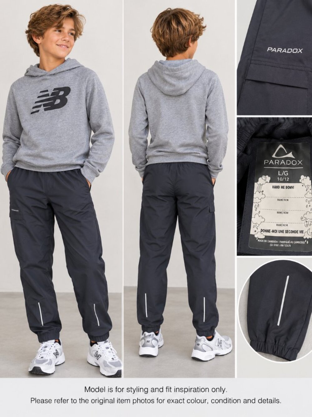 723 - Paradox Youth L 10/12 Black Windbreaker Track Pants Reflective